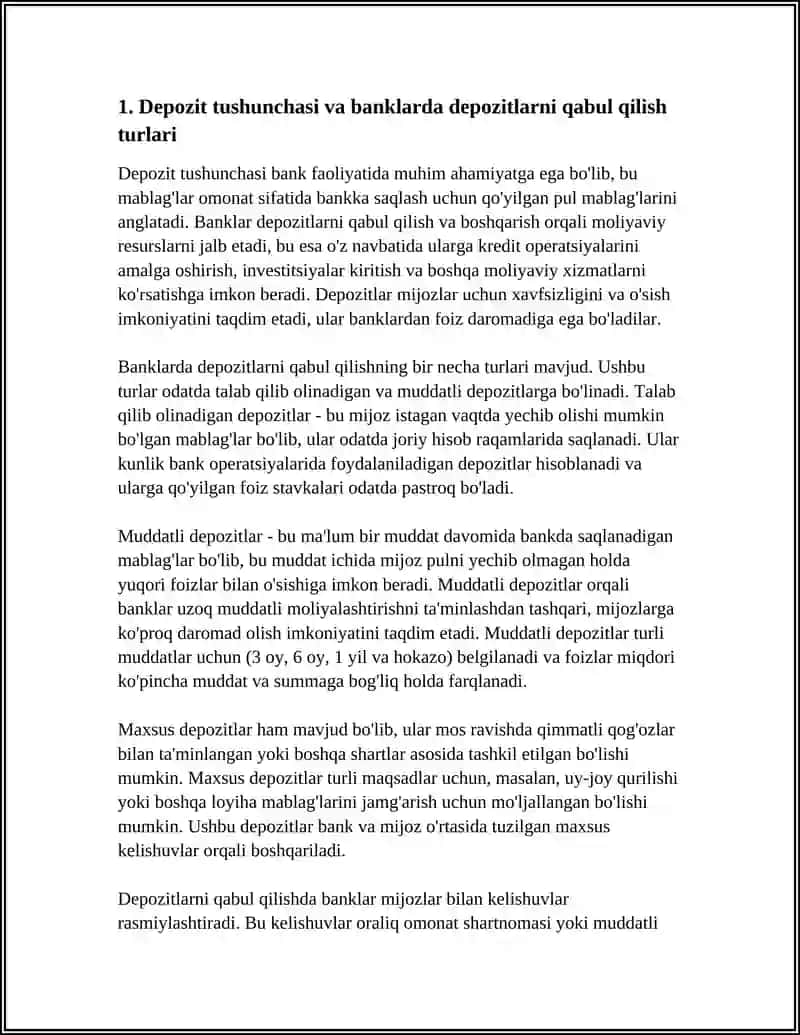 BANKLARDA DEPOZITLARNI QABUL QILISHNI RASMIYLASHTIRISH VA HISOBGA OLISH 3
