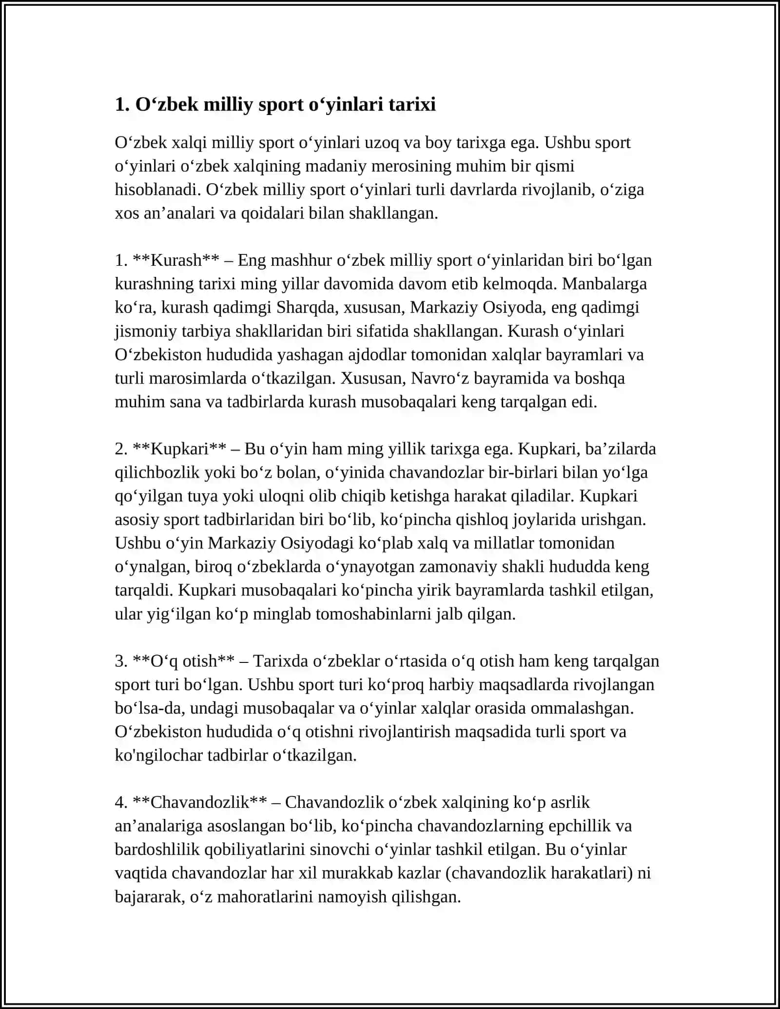 Oʻzbek milliy sport oʻyinlari tarixi 3