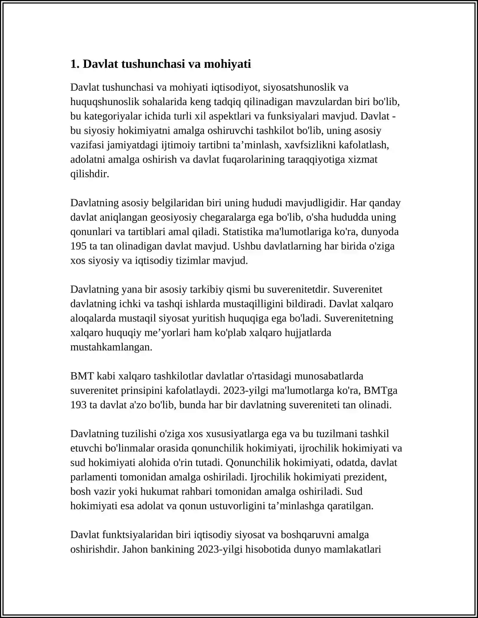 MUSTAQIL ISH Mavzu: DAVLAT ORGANI TUSHINCHASI VA TURLARI 3