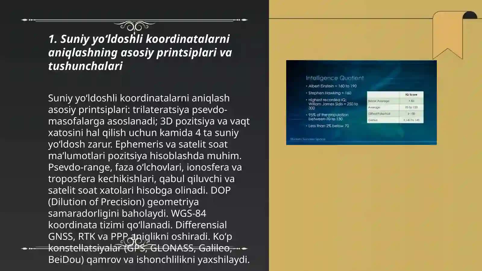 Kordinatalarni aniqlashning suniy yoʻldoshli JPS va GNSS tizimlari 3