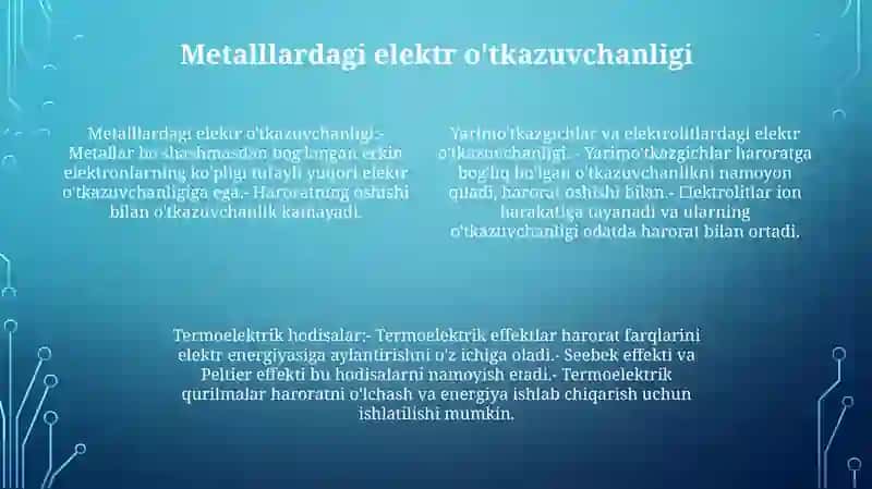 Metallar, Yarim O'Tkazgichlar Va Elektrolitlarda Elektr O'Tkazuvchanlik. 3