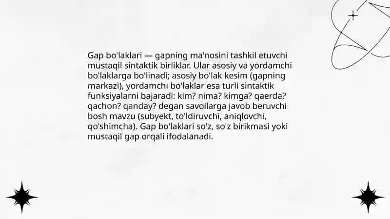 Gap bo'laklarining ta'rifi va tasnifi 3