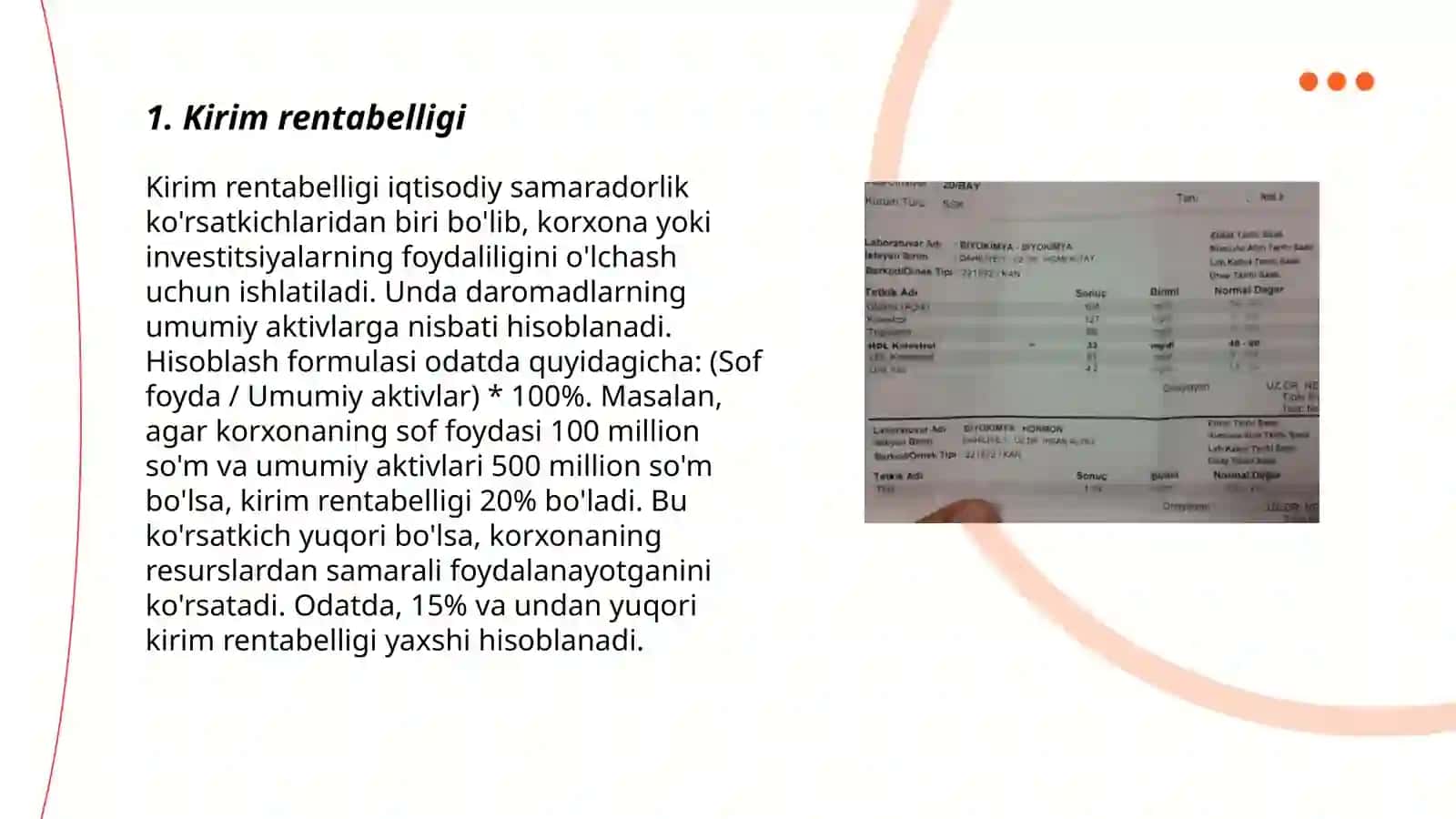 Rentabellik ko'rsatkichlari tahlili 3