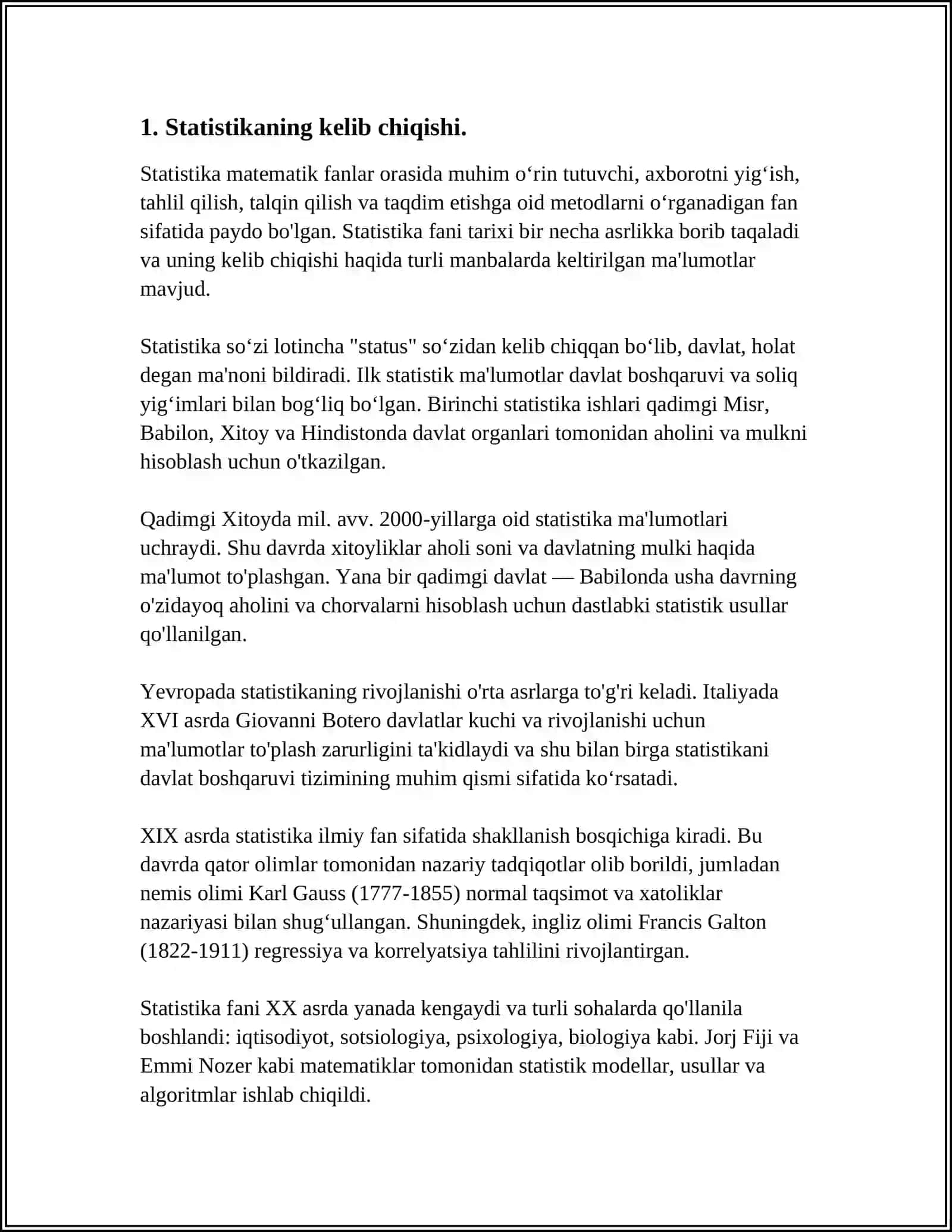 STATISTIKANING PAYDO BO‘LISH TARIXI VA RIVOJLANISH BOSQICHLARI 3