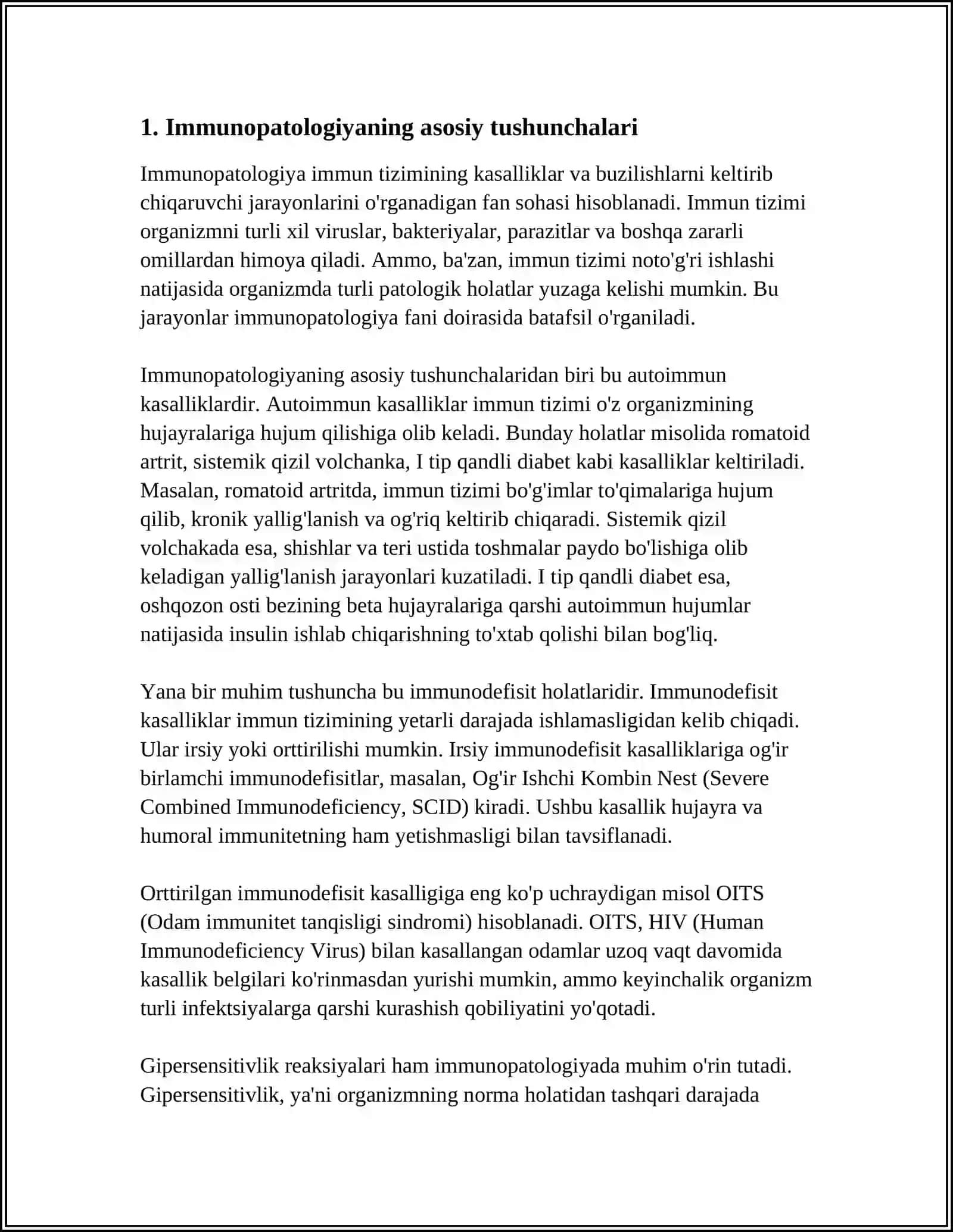 IMMUNOPATOLOGIYA, O‘SMA XUJAYRALARNI KELIB CHIQISHIDAGI AHAMIYATI 3