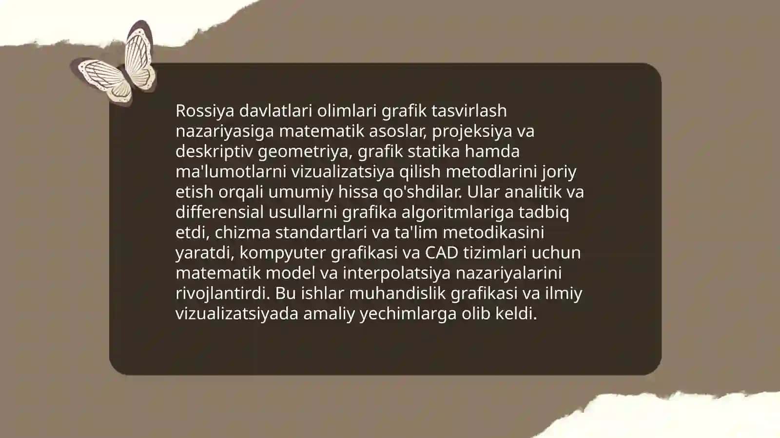 Rossiya davlatlari olimlarining grafik tasvirlash asoslariga qo'shgan hissalari 3