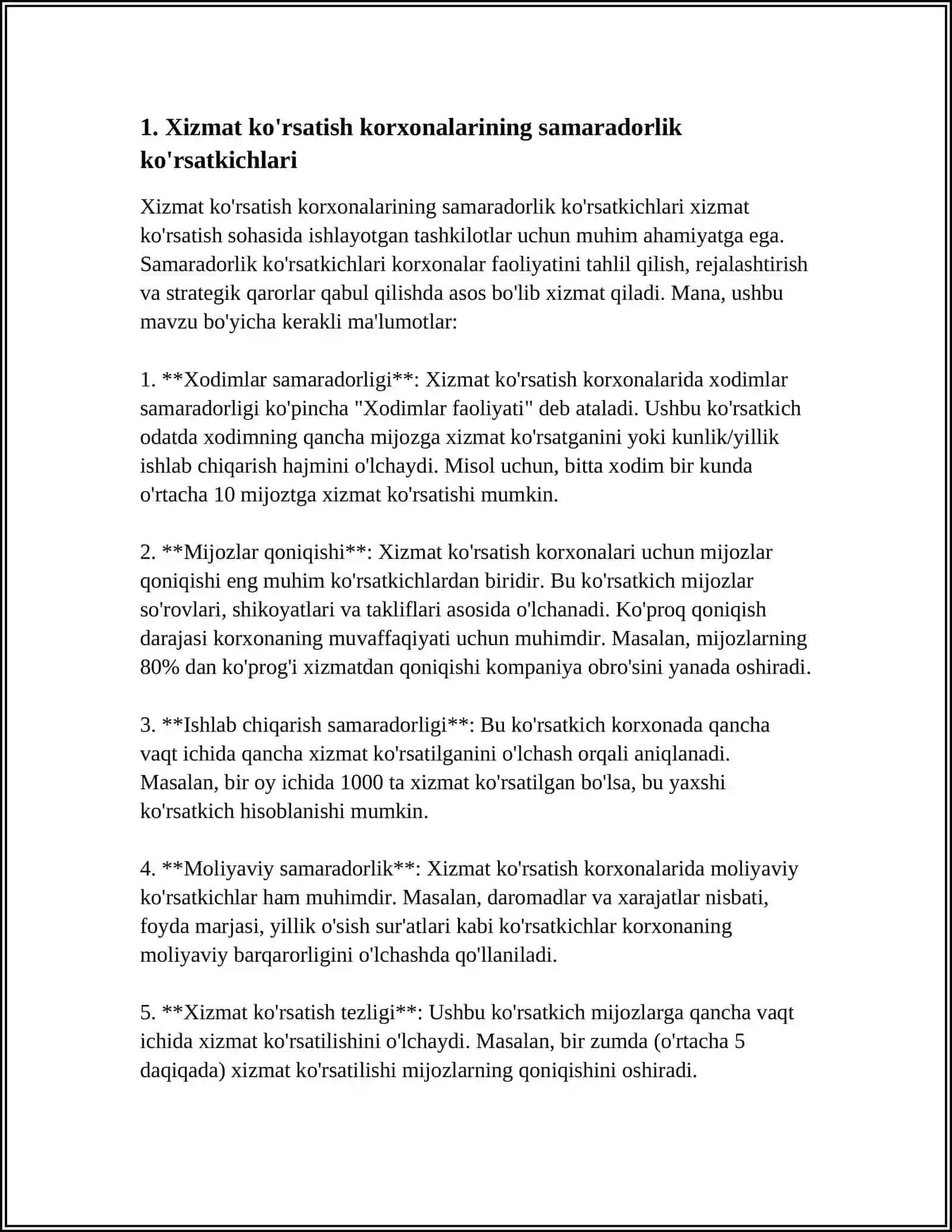 XIZMAT KÒRSATISH KORXONALAR FAOLIYAT KÒRSATKICHNI EKONAMITIRIK MODELLASHTIRISH 3