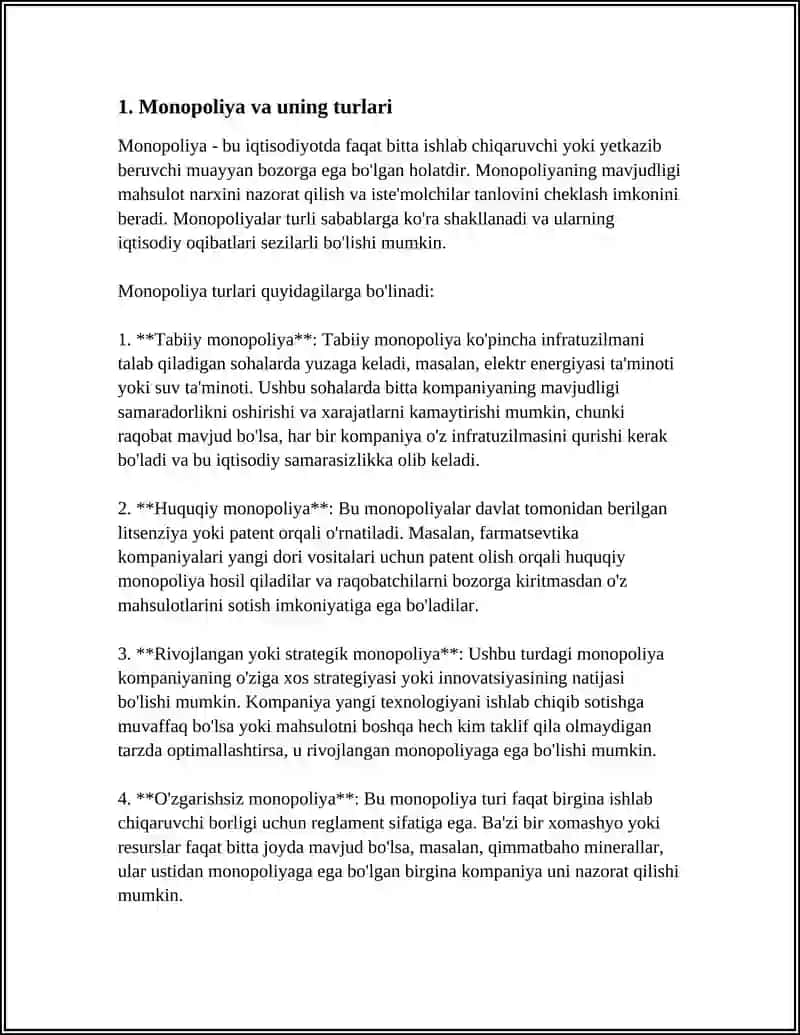 Monopoliya va uning turlari 3