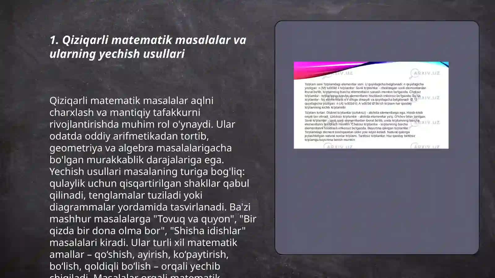 Qiziqarli va nostandart masalalarni yechish va ular orqali talabalar ijodiy fikrini rivojlantirish 3