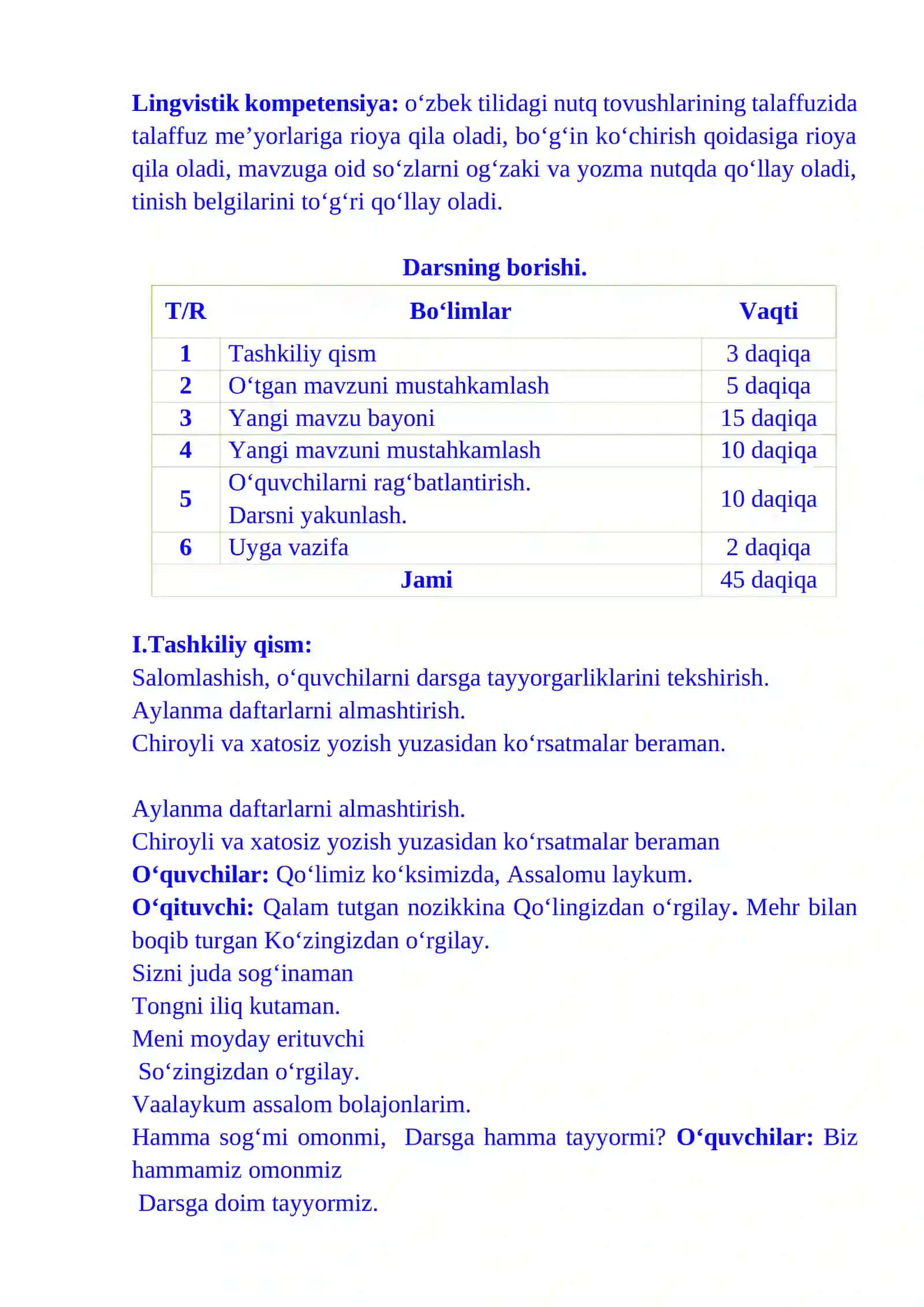 1-sinf ona tili fanidan Nutq, gap, matn, Mustahkamlash uchun mashqlar mavzusi 30 dars 3-chorak dars ishlanmasi 3