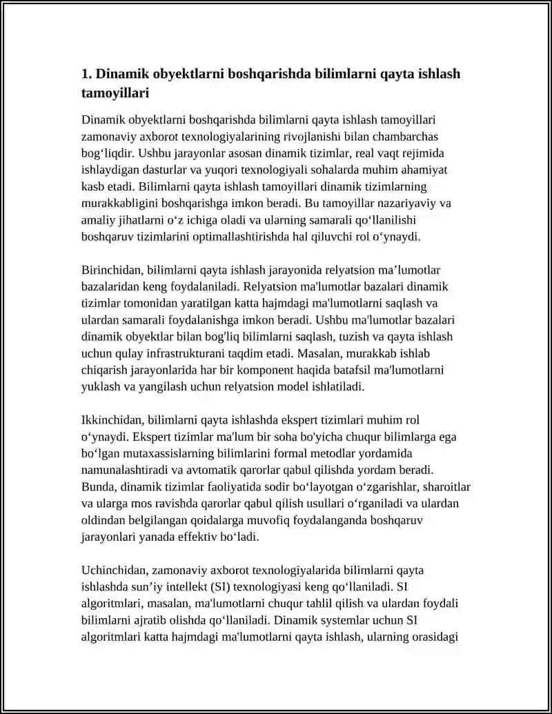 DINAMIK OBYEKTALARNI BOSHQARISHDA BILIMLARNI QAYTA ISHLASH 3