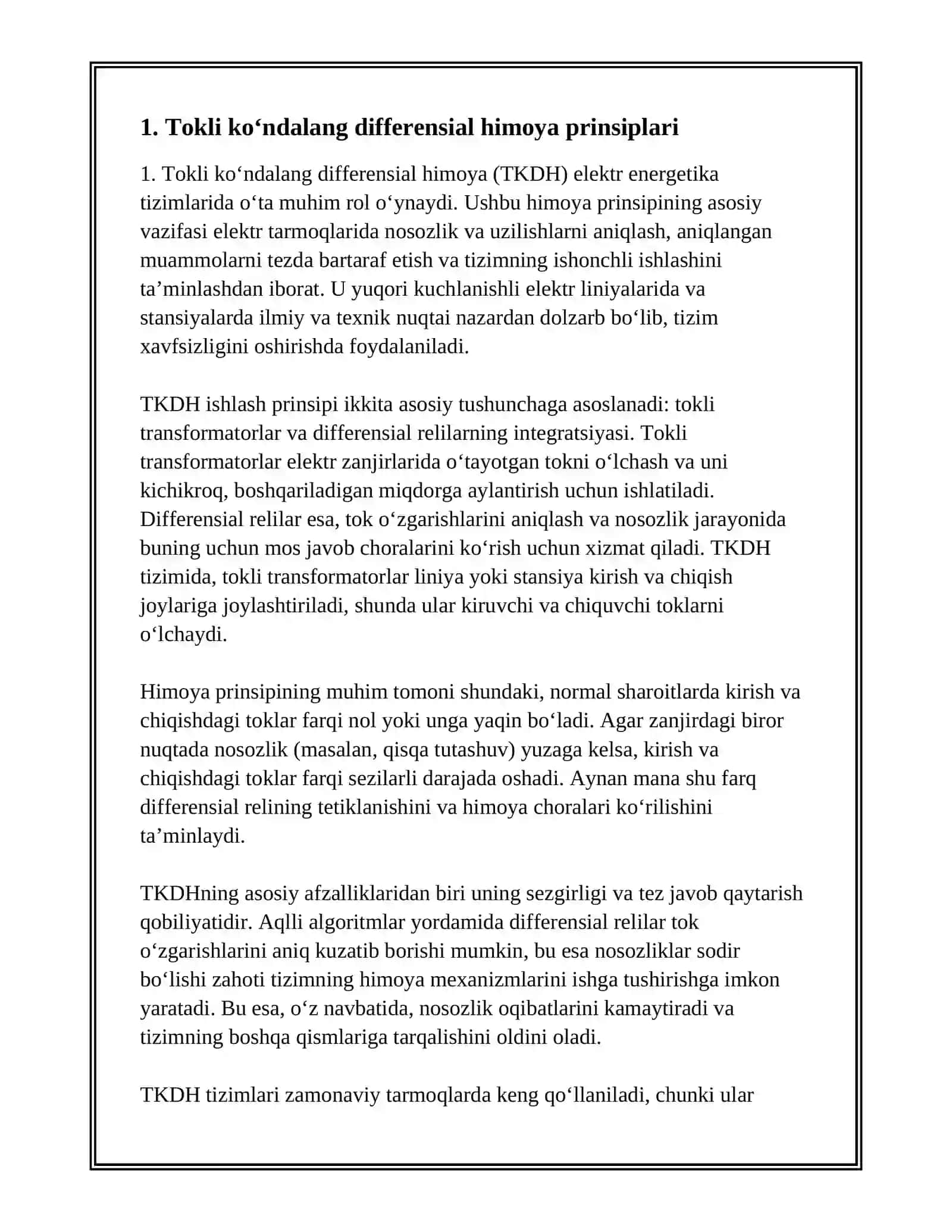 TOKLI KOʻNDALANG DIFFERENSIAL HIMOYA 3