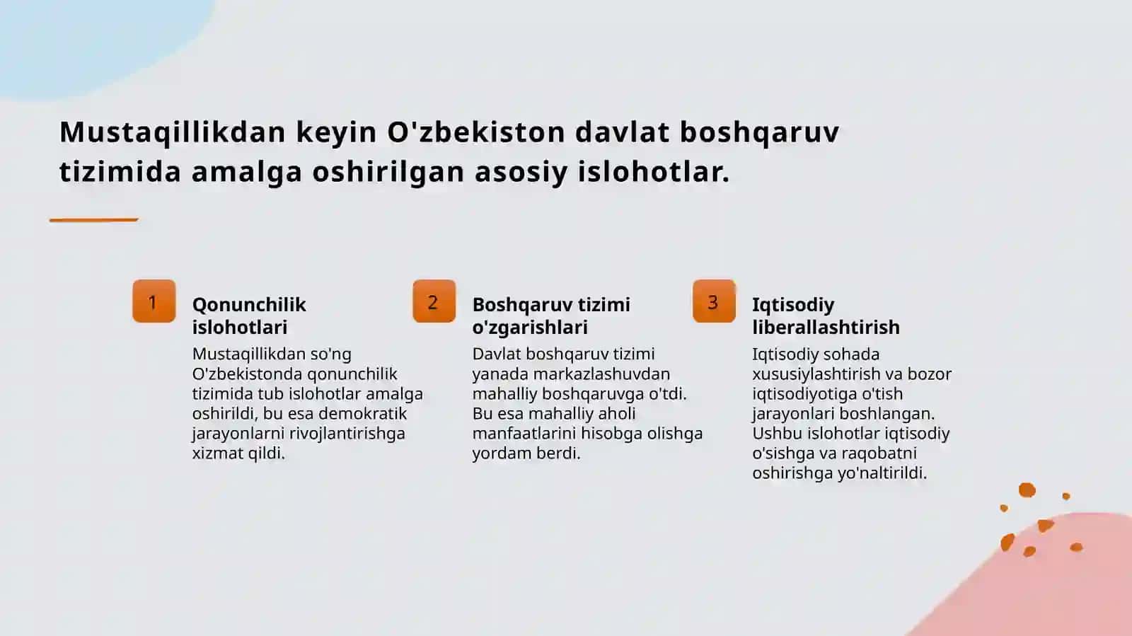 Mustaqillik yillarida davlat boshqaruv tizimida amalga oshirilgan islohotlar 3
