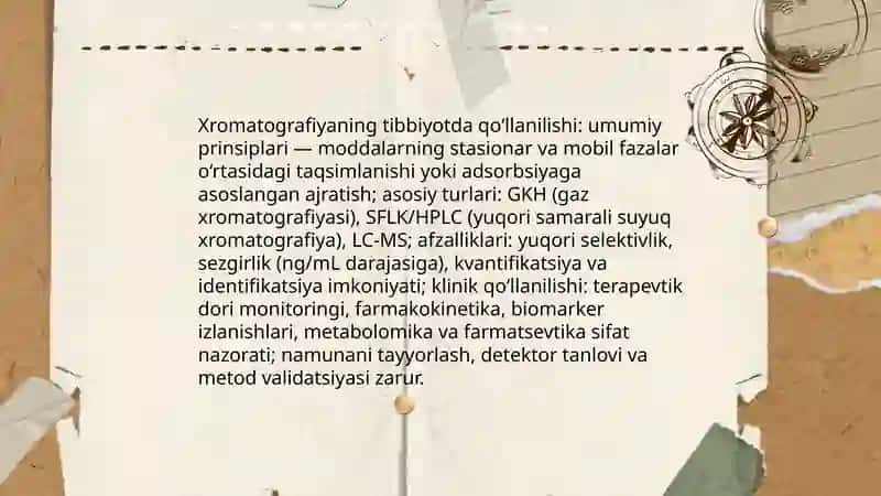 Xromotografiyani tibbiyotdagi izlanishlar 3