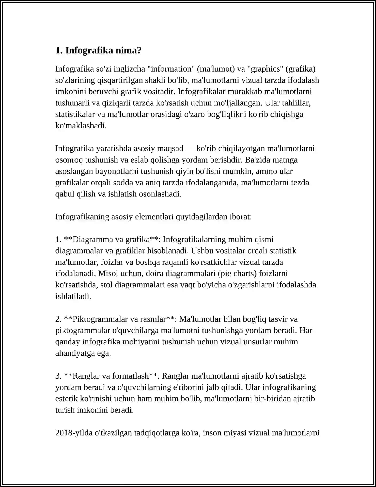 INFOGRAFIKA VA UNING TURLARI 3