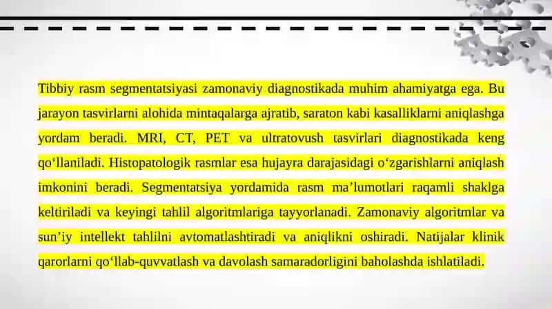 Tibbiy rasm segmentatsiyasi: Saratonni aniqlashda qo‘llanmalar 3