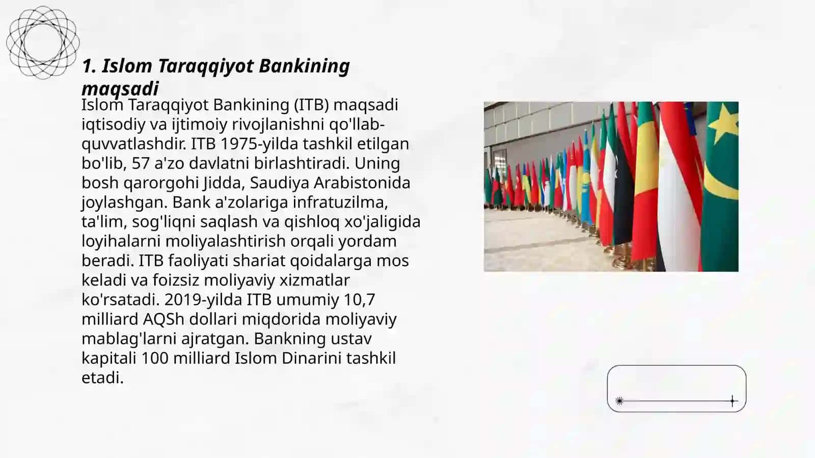 Islom Taraqqiyot banki uning asosiy vazifalar va funksiyalari 3