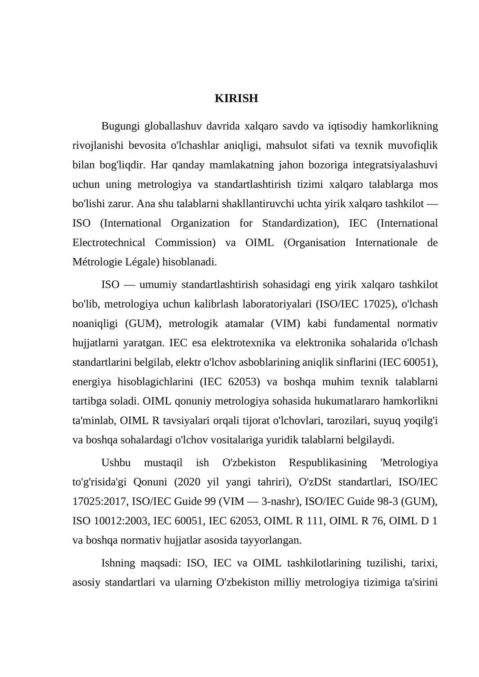 Mavzu №51: ISO, IEC va OIML tashkilotlarining metrologiyadagi o‘rni 3