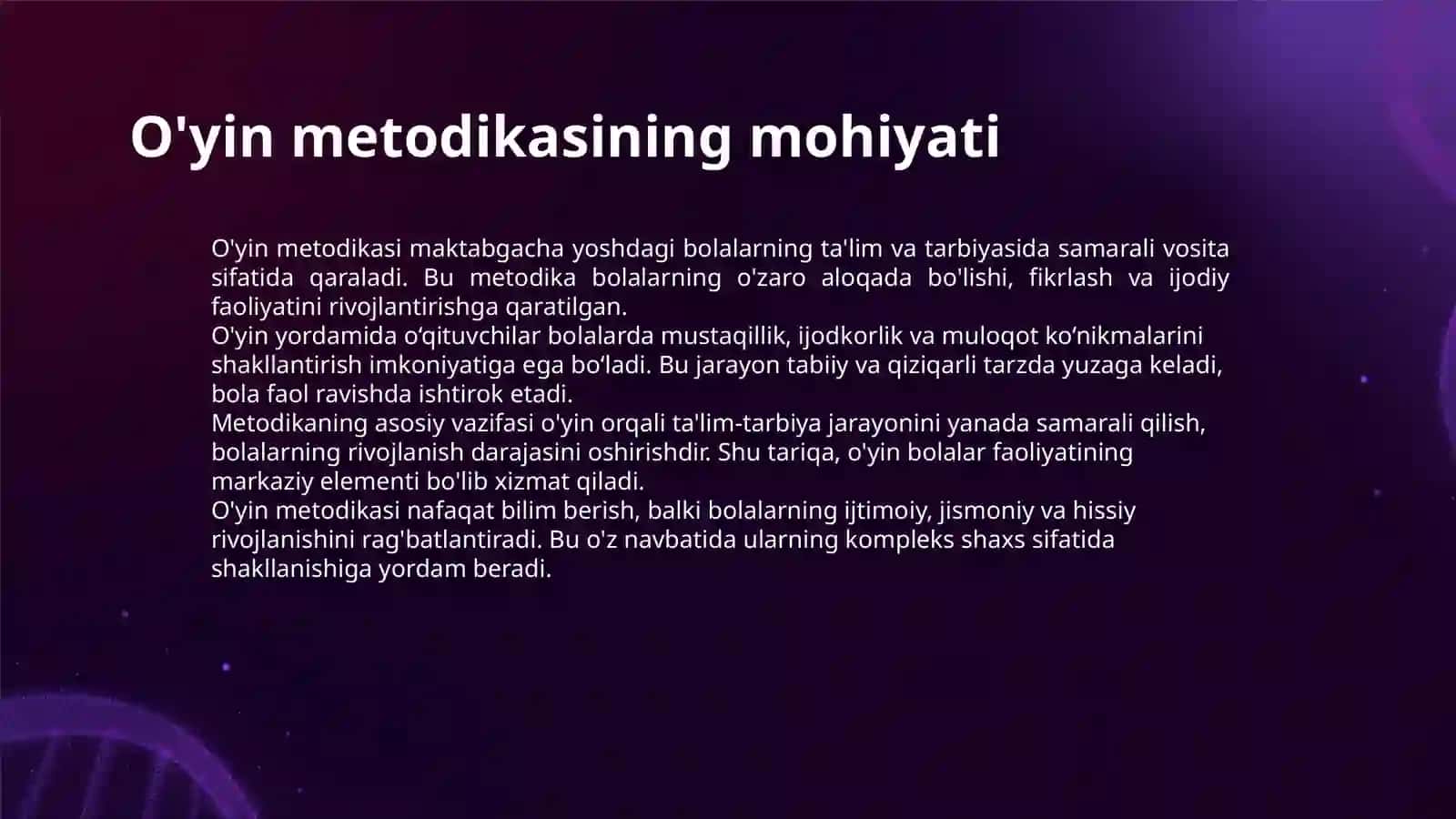 MAKTABGACHA YOSHDAGI BOLALAR UCHUN TA'LIM TARBIYA JARAYONINI O'YIN ORQALI TASHKIL ETISH 3