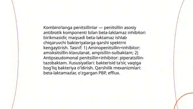 Kombinirlanga penistillin guruxini yangi avlod vositalari 3