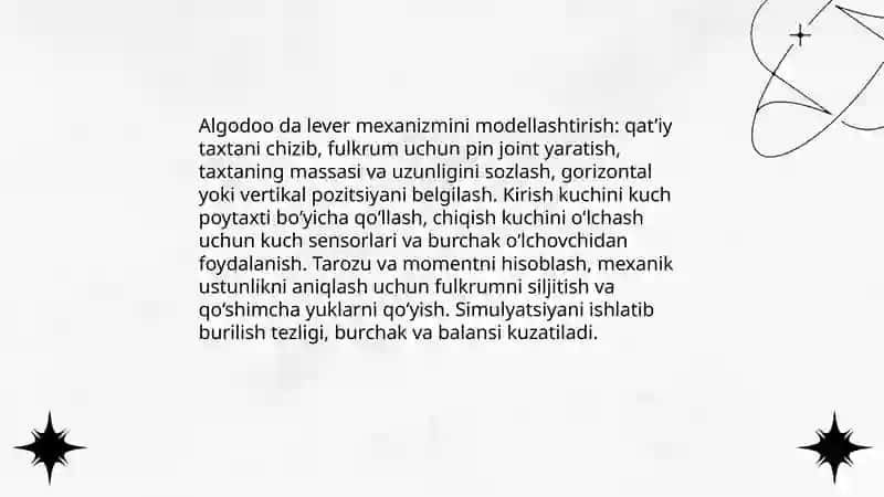 Algodoo da lever mexanizmini modellashtirish 3