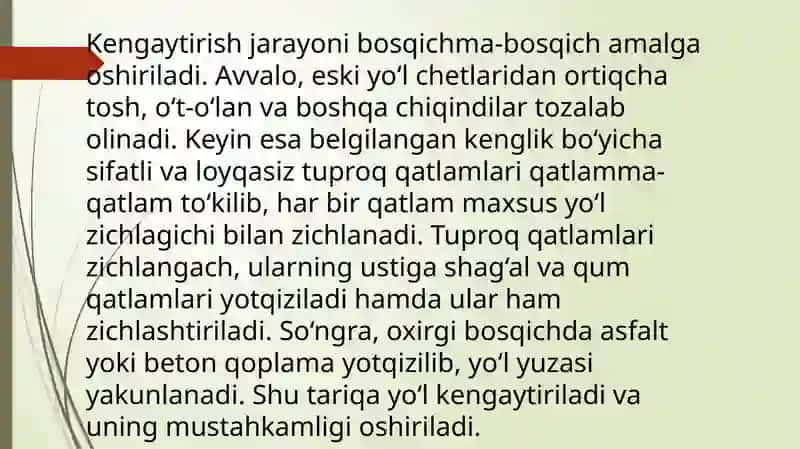 Yo‘llarni rekonstruksiya qilishda yo‘l poyini kengaytirish 3