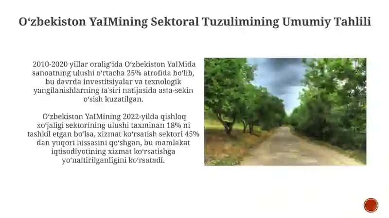 Oʻzbekistonda yalpi ichki mahsulotning tarmoq tuzilmasi tahlili 3