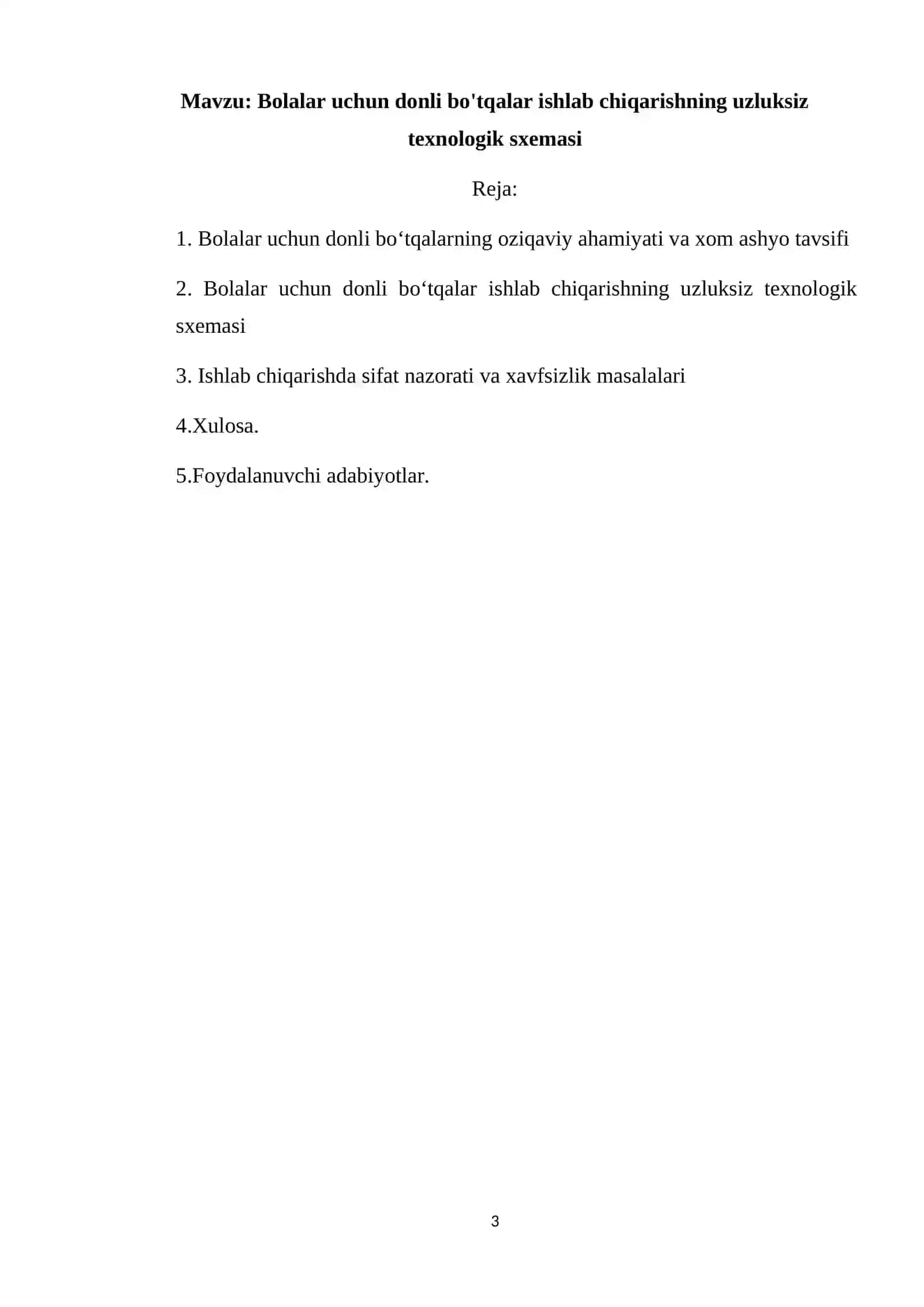 Bolalar uchun donli bo'tqalar ishlab chiqarishning uzluksiz texnologik sxemasi 3