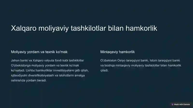 O'zbekistonning xalqaro moliyaviy munosabatlariga integratsiyalashuvi 3