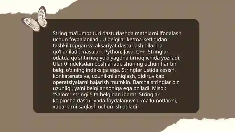 Stringdan foydalanib kod yozish 3