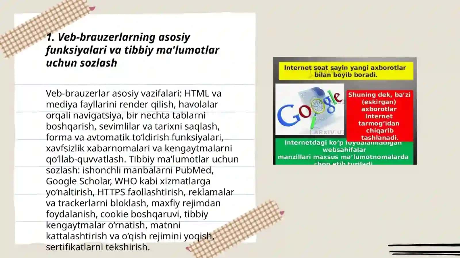 Web -brauzerlardan foydalanish.Qidiruv tizimlarida tibbiy malumotlarni topish 3