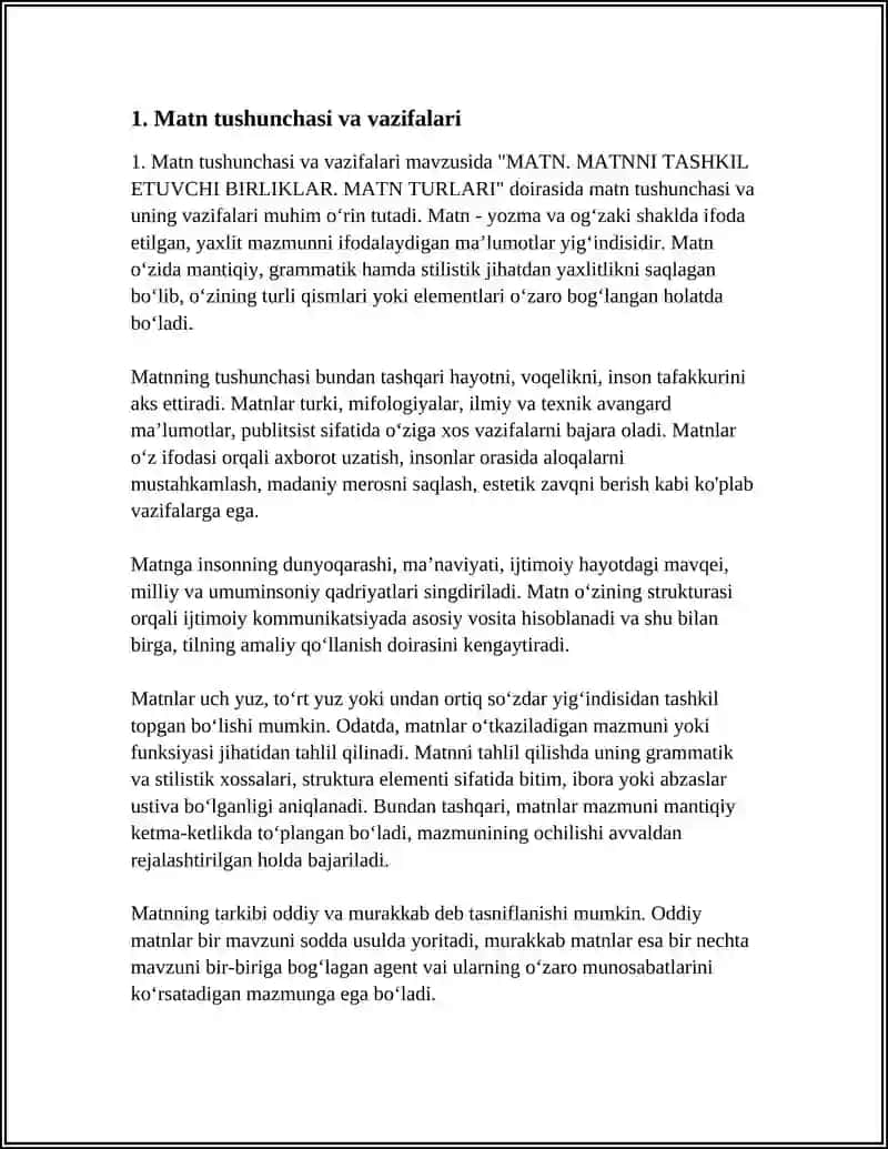 MATN. MATNNI TASHKIL ETUVCHI BIRLIKLAR. MATN TURLARI 3