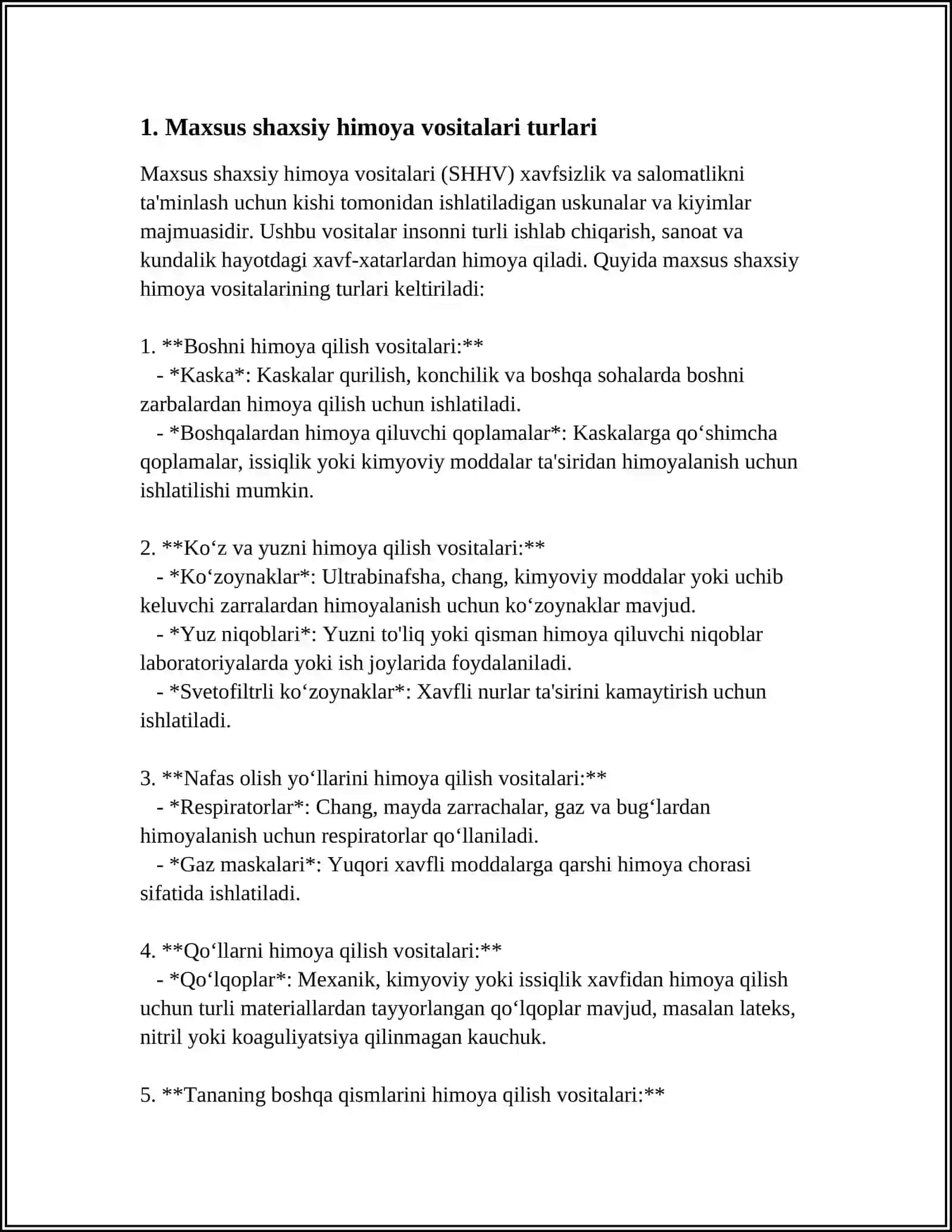 Maxsus shaxsiy himoya vositalari turlari 3