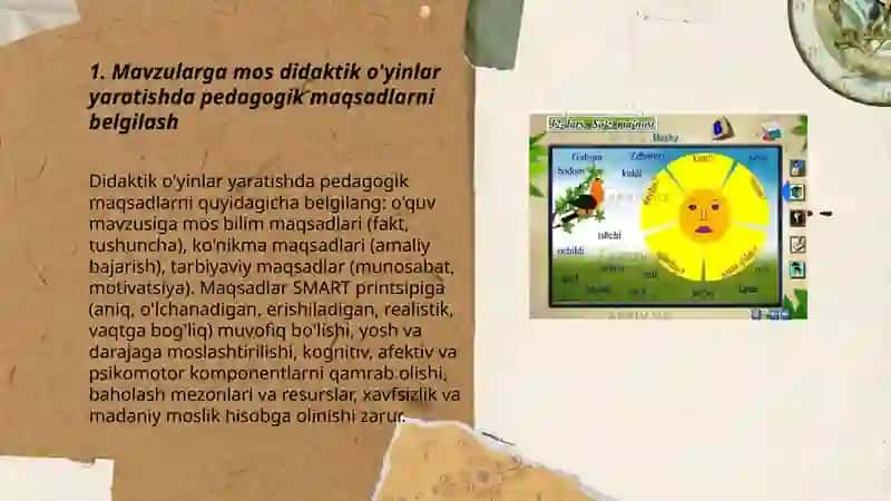 Mavzularga mos didaktik o'yinlar yozib kelish 3