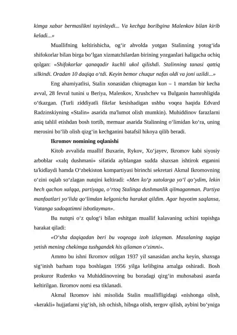 NURITDIN MUHITDINOV KREMLDA O'TGAN YILLARIM ASARI TARIXIY MANBAA SIFATIDA 3