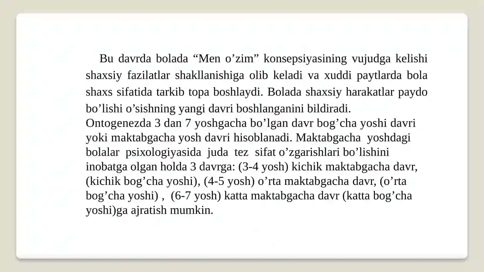RIVOJLANISH PSIXOLOGIYASI PEDAGOGIKA VA PSIXOLOGIYA SAFAROV BEHRUZ 3