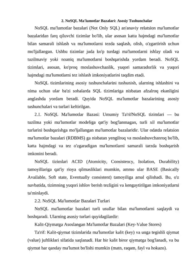 NoSQL Ma'lumotlar Bazalari 3