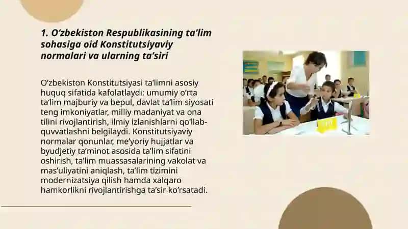 Taʼlim sohasidagi davlat qonunlari va yoʻriqnomalarini oʻrganish 3