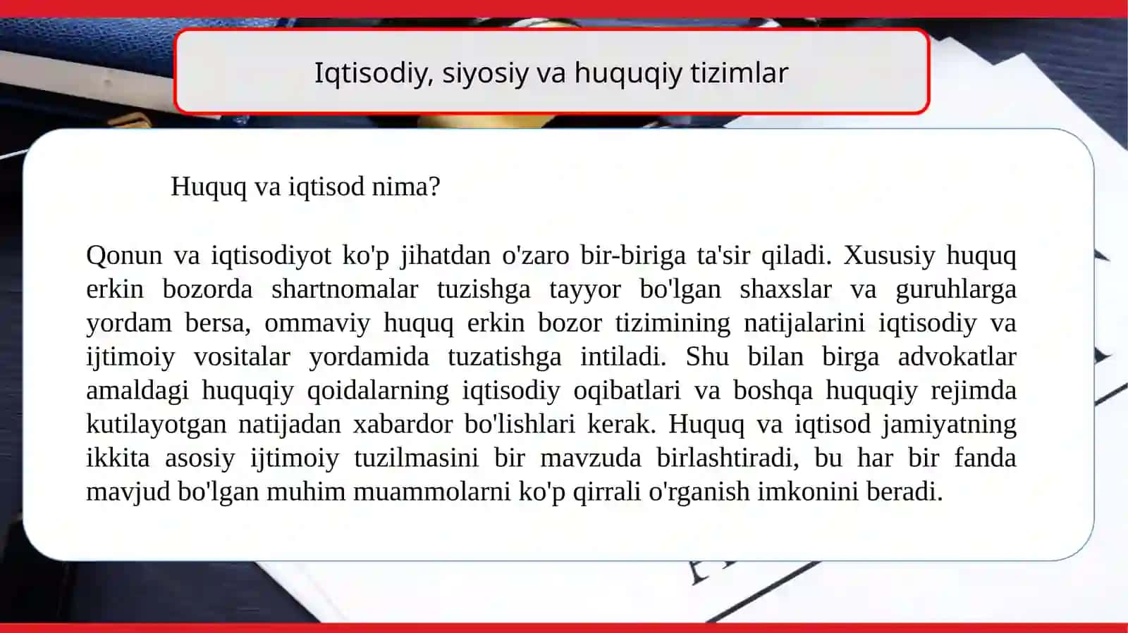 Biznes, siyosiy va huquqiy tizimlar 3