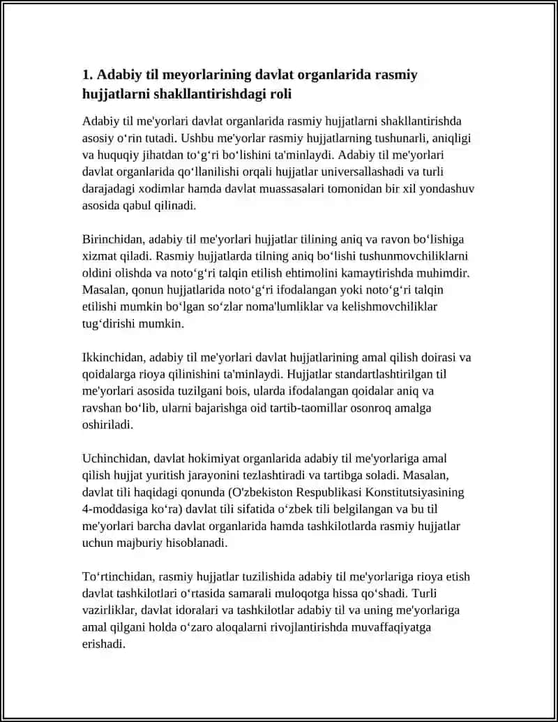 MAVZU: ADABIY TIL MEYORLARINING DAVLAT TILIDA ISH YURTISHDAGI AHAMIYATI 3