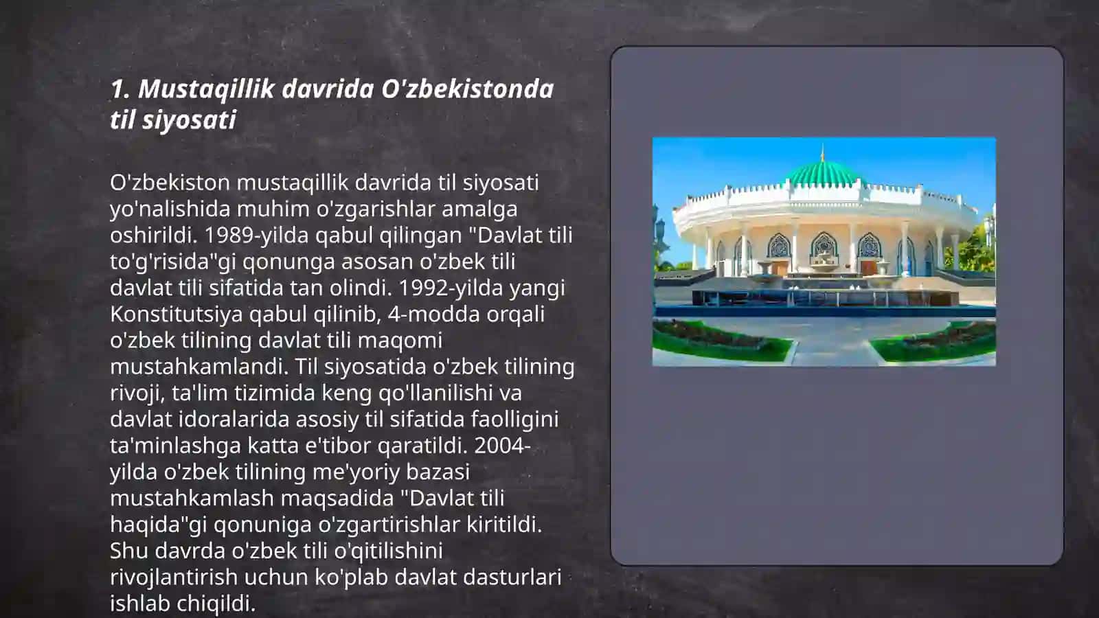 O'zbek tilining davlat tili sifati va uning muhimligi 3