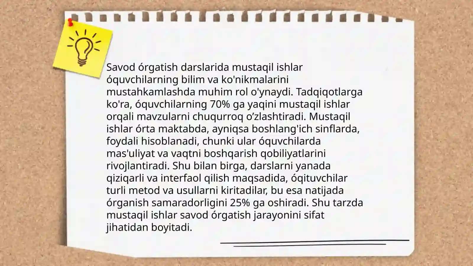 Mustaqil ishlar savod órgatish darslari 3