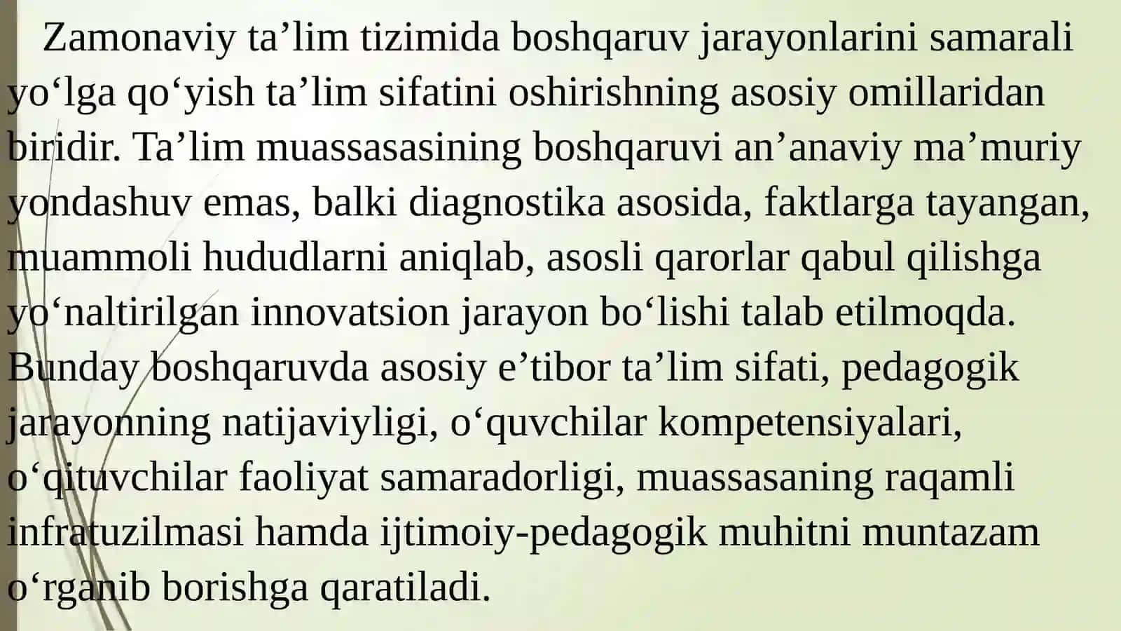 Ta’lim muassasasini boshqaruvini diagnostikasi asosida tashkil qilishda innovatsion yondashuv 3