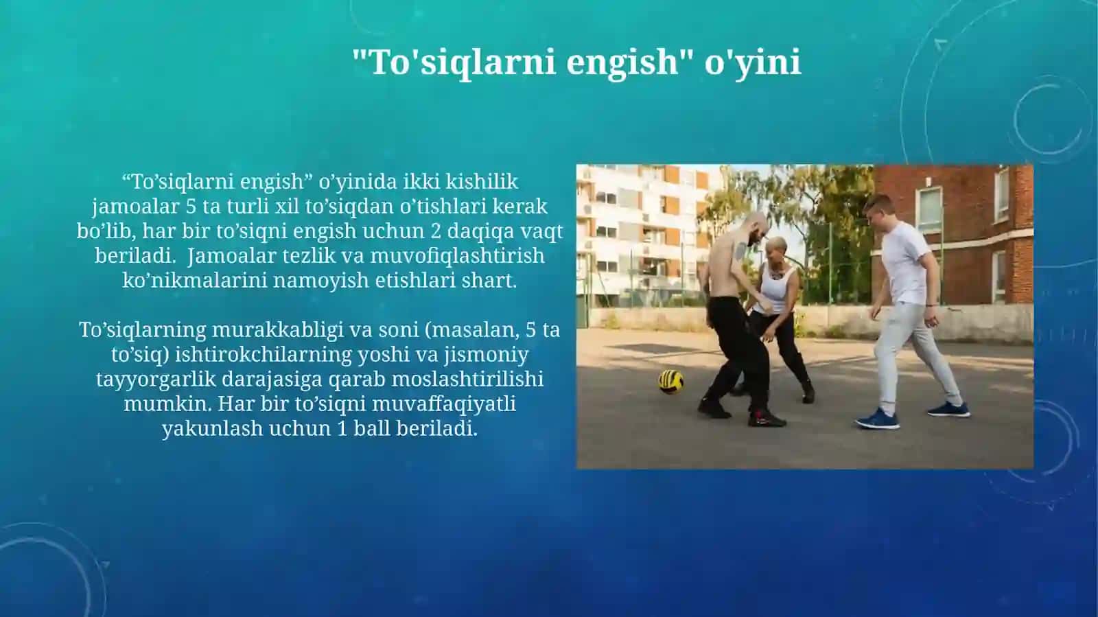 Juftlikda jamoali uyinlarga xosxarakatliuyinlar 3