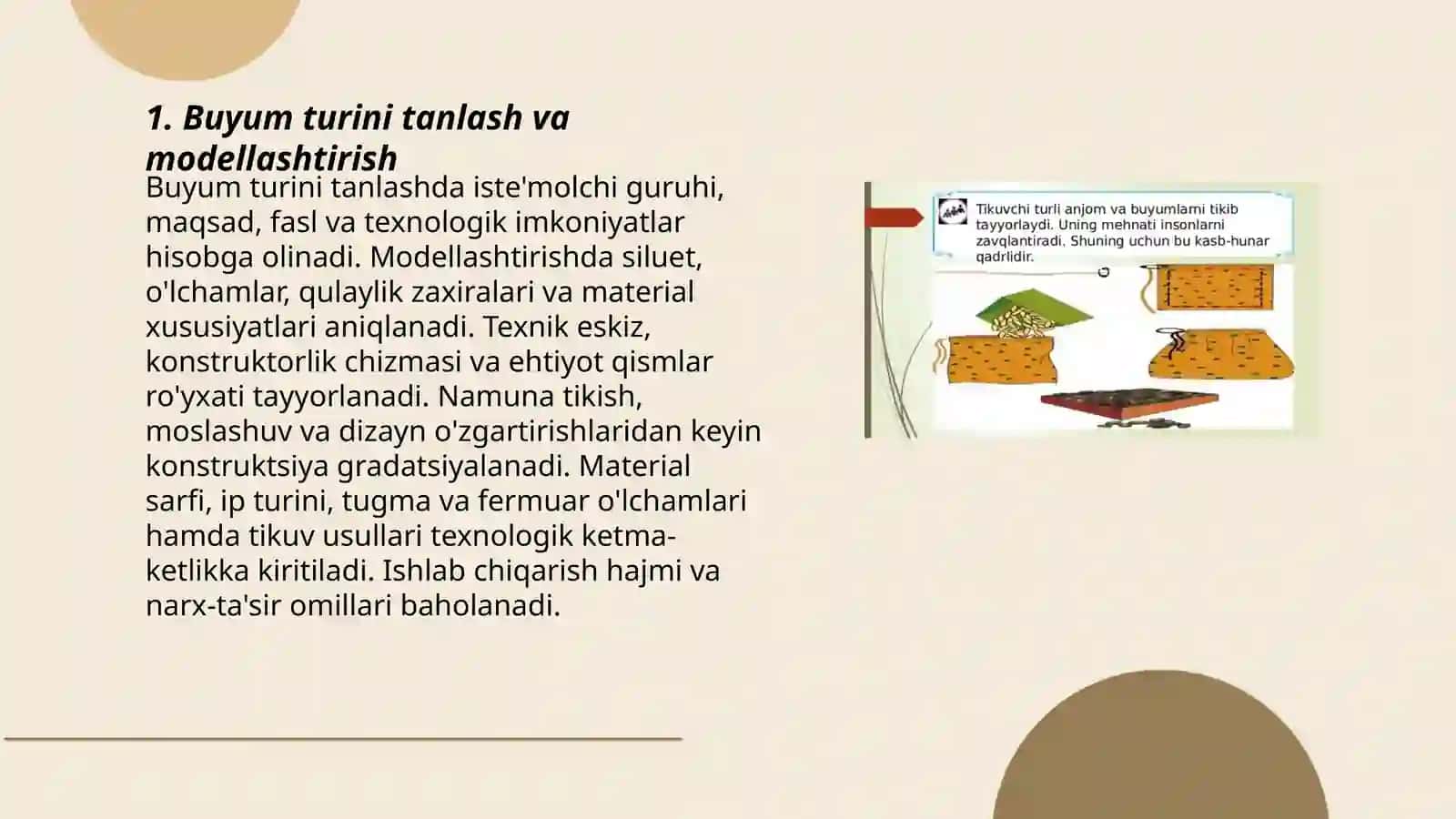 Buyum turini tanlash va modellashtirish 3