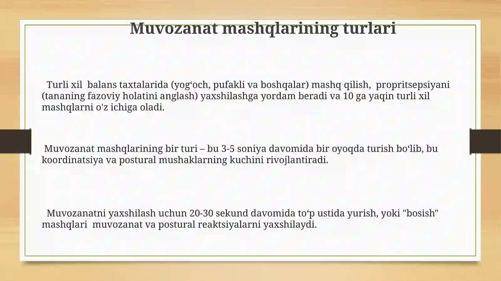 Gimnastika: Muvozannat saqlash mashqlar 3