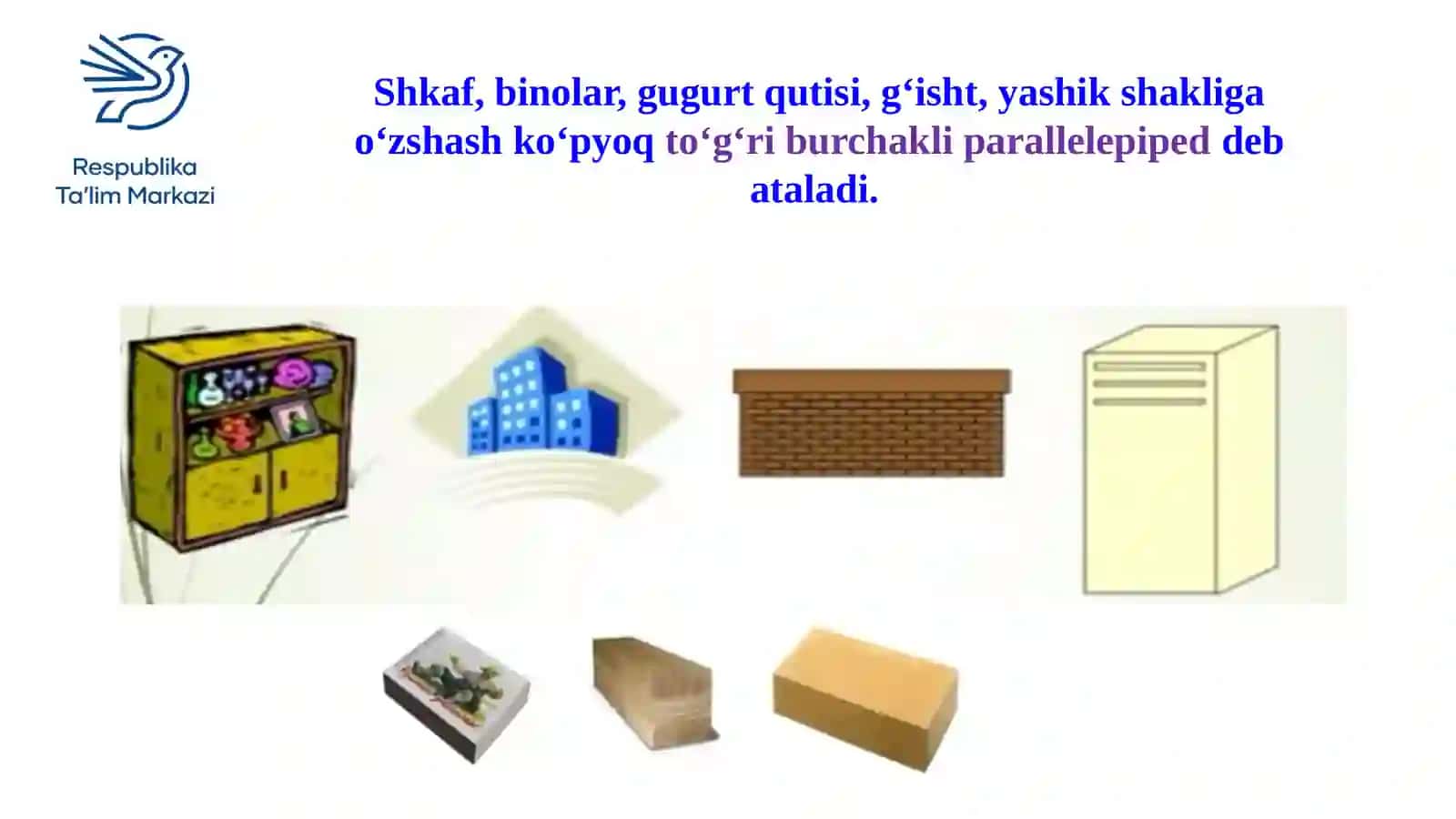 4-sinf Matematika To'g'ri burchakli parallelepiped taqdimot 3