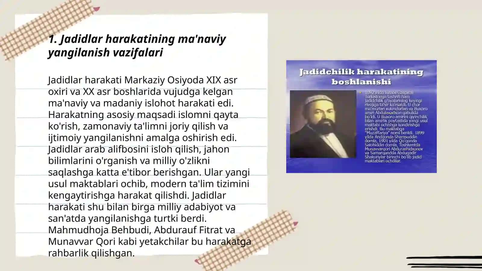 Jadidlar harakatining asosiy vazifalari 3