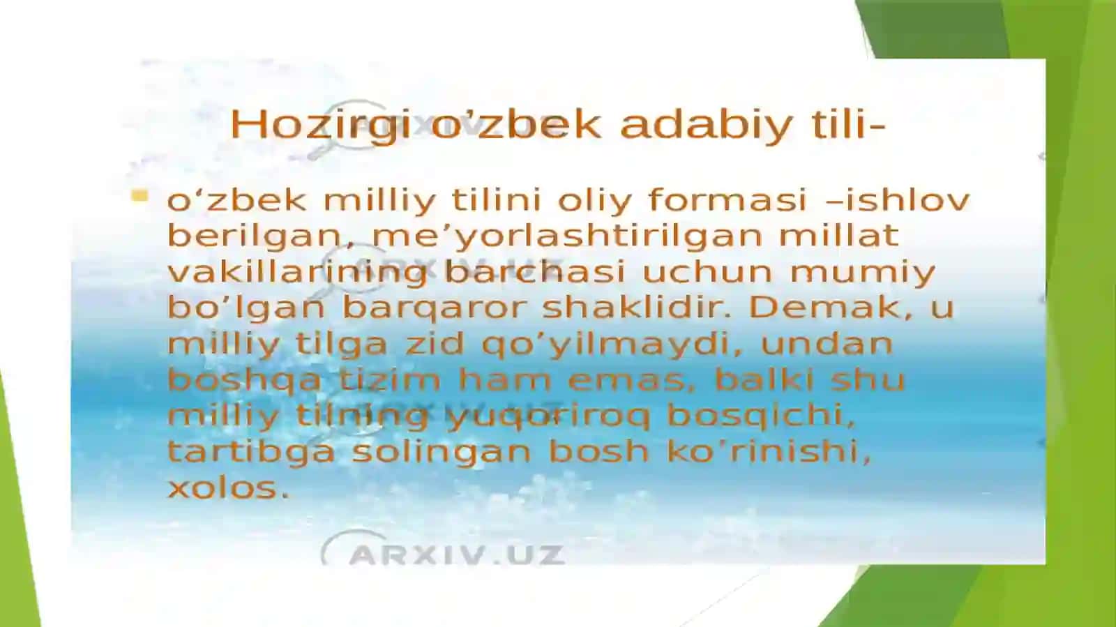 HOZIRGI O`ZBEK ADABIY TILI KURSINING BO`LIMI 3