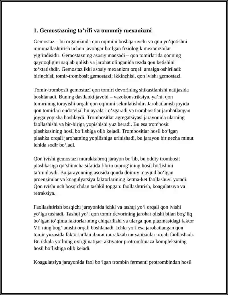 GEMOSTAZ.QON GURUHLARI.REZUS FAKTOR. QON QUYISH ASOSLARI 3